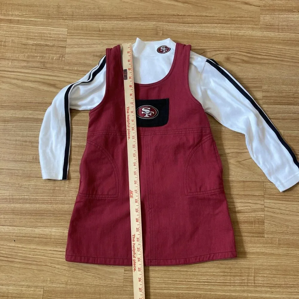 San Francisco 49ers Girls 6X Red Jumper & White Long Sleeve Shirt Football VTG